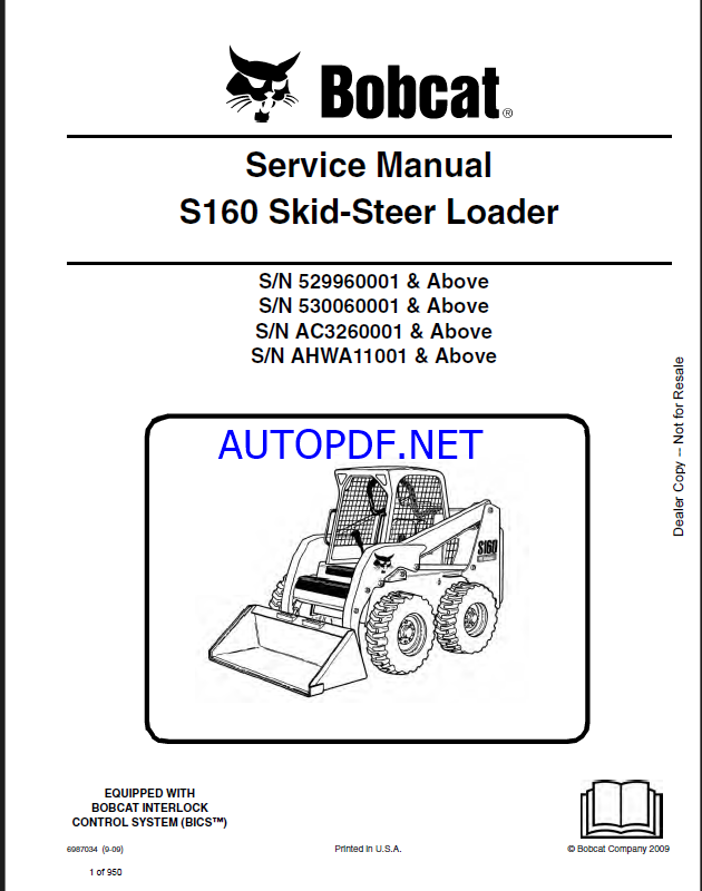 Bobcat S160 Loader Service Manual (6987034) (SN AHWA11001-AHWA99999)