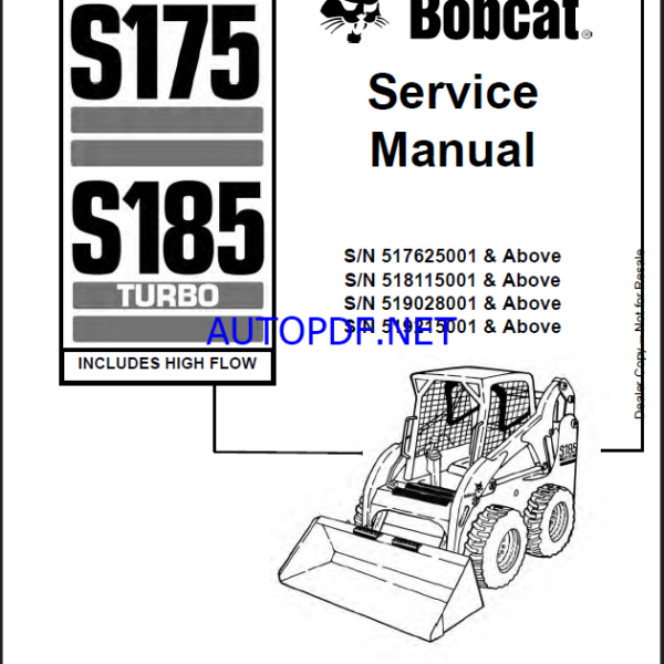 Bobcat S175 Loader Service Manual (6901828) (SN 518115001-518199999)