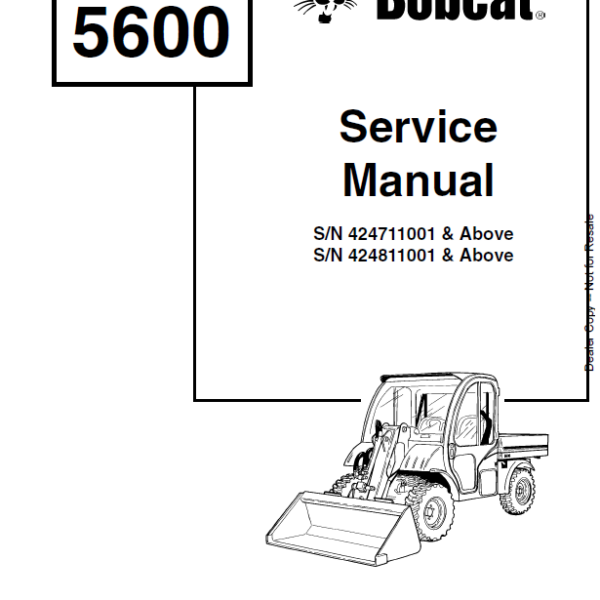 Bobcat 5600 Toolcat™ Utility Work Machine Service Manual (6902819) (SN 424811001-424899999)
