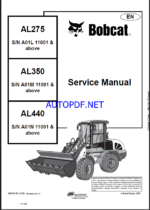 Bobcat AL440 Loader Articulated Service Manual (4950135) (SN A01N11001-A01N99999)