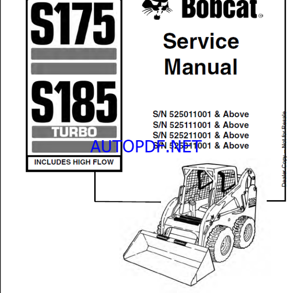 Bobcat S185 Loader Service Manual (6902732) (SN 525011001-525099999)