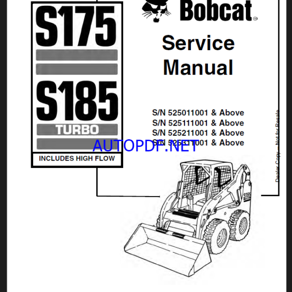 Bobcat S185 Loader Service Manual (6902732) (SN 525111001-525199999)
