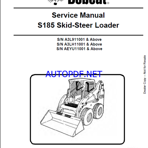 Bobcat S185 Loader Service Manual (6987049) (SN A3L911001-A3L999999)