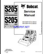 Bobcat S205 Loader Service Manual (6902917) (SN 528411001-528499999)