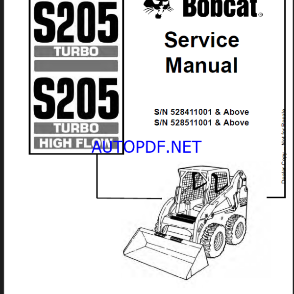 Bobcat S205 Loader Service Manual (6902917) (SN 528411001-528499999)