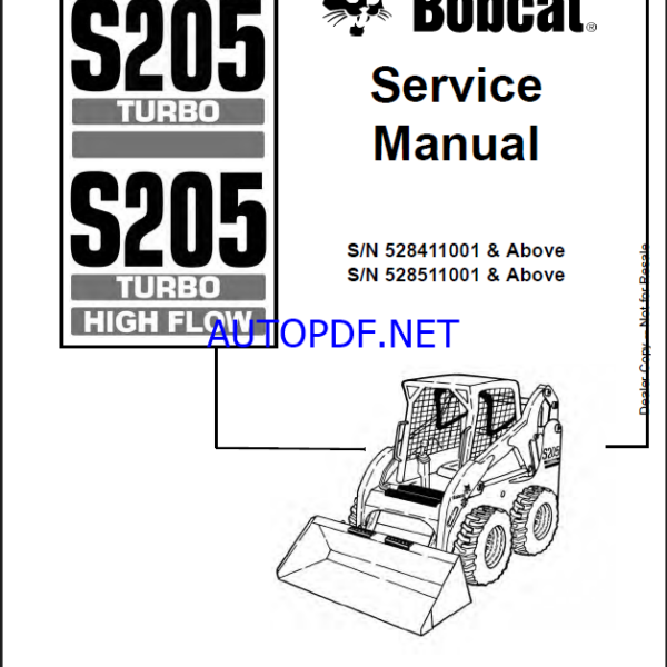 Bobcat S205 Loader Service Manual (6902917) (SN 528511001-528599999)