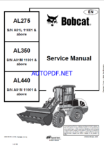 Bobcat AL350 Loader Articulated Service Manual (4950135) (SN A01M11001-A01M99999)