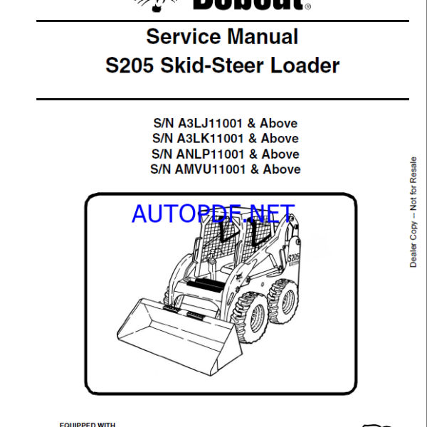 Bobcat S205 Loader Service Manual (6987050) (SN A3LK11001-A3LK99999)