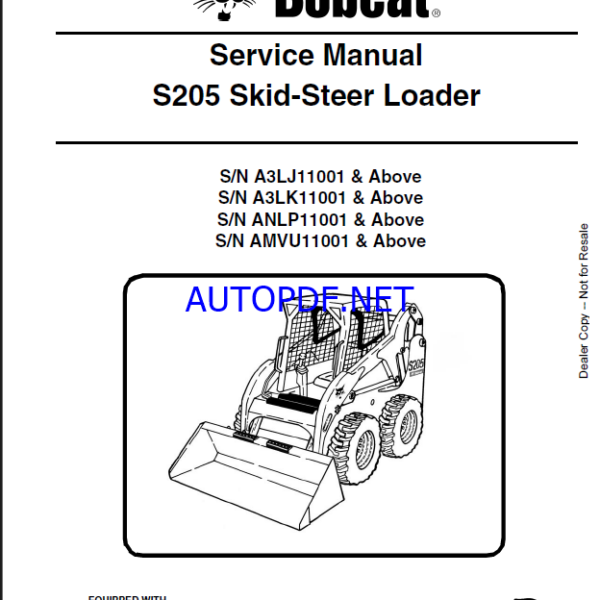 Bobcat S205 Loader Service Manual (6987050) (SN AMVU11001-AMVU99999)