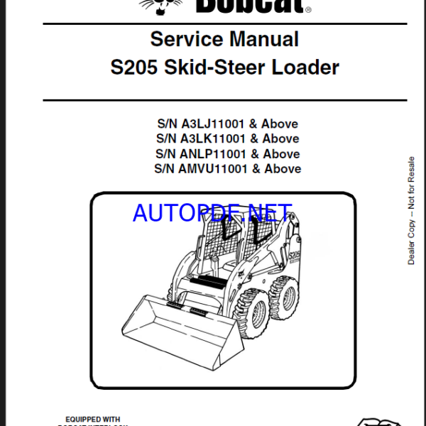 Bobcat S205 Loader Service Manual (6987050) (SN ANLP11001-ANLP99999)