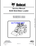 Bobcat S220 Loader Service Manual (6987038) (SN A5GK20001-A5GK99999)