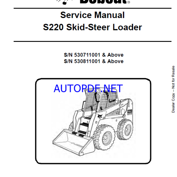 Bobcat S220 Loader Service Manual (6904154) (SN 530711001-530799999)