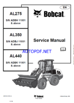 Bobcat AL275 Loader Articulated Service Manual (4950152) (SN ADBH11001-ADBH99999)