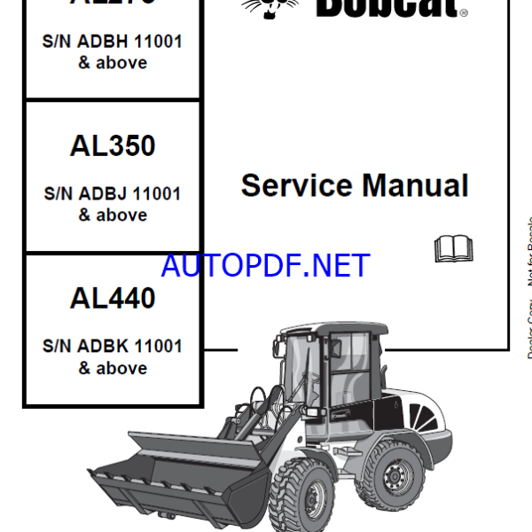 Bobcat AL275 Loader Articulated Service Manual (4950152) (SN ADBH11001-ADBH99999)