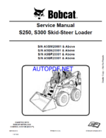 Bobcat S250 Loader Service Manual (6987039) (SN A5GM20001-A5GM99999)