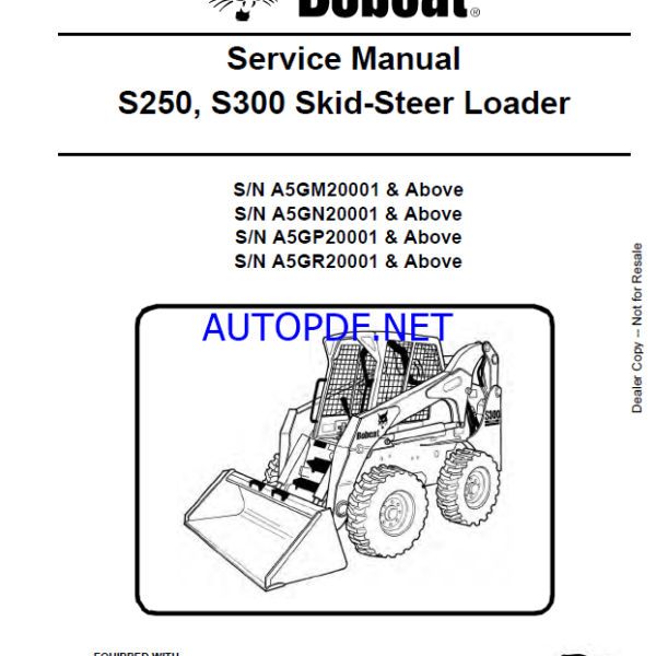 Bobcat S250 Loader Service Manual (6987039) (SN A5GM20001-A5GM99999)
