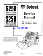 Bobcat S250 Loader Service Manual (6901752) (SN 520711001-520799999)