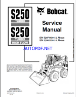 Bobcat S250 Loader Service Manual (6901752) (SN 520811001-520899999)