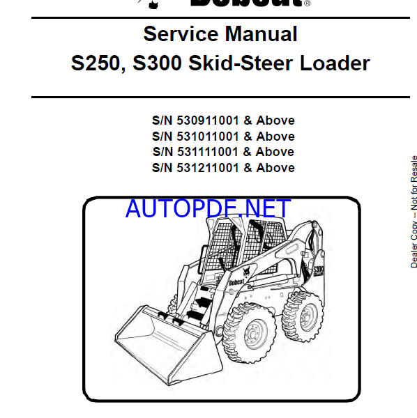 Bobcat S300 Loader Service Manual (6904158) (SN 531111001-531199999)