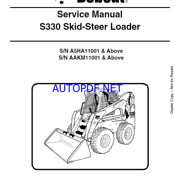 Bobcat S330 Loader Service Manual (6987040) (SN A5HA11001-A5HA99999)