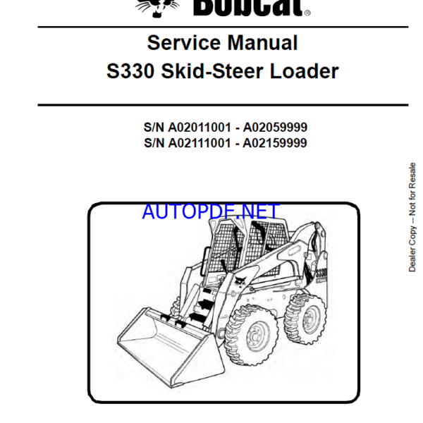 Bobcat S330 Loader Service Manual (6904887) (SN A02011001-A02059999)