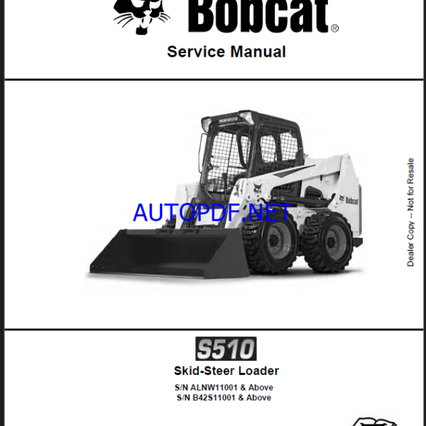 Bobcat S510 Loader Service Manual (6990669) (SN B42S11001-B42S99999)