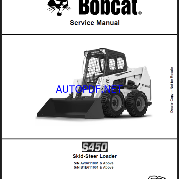 Bobcat S450 Loader Service Manual (6990808) (SN AV9V11001-AV9V99999)