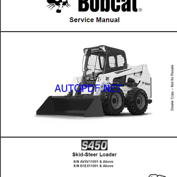 Bobcat S450 Loader Service Manual (6990808) (SN B1E611001-B1E699999)