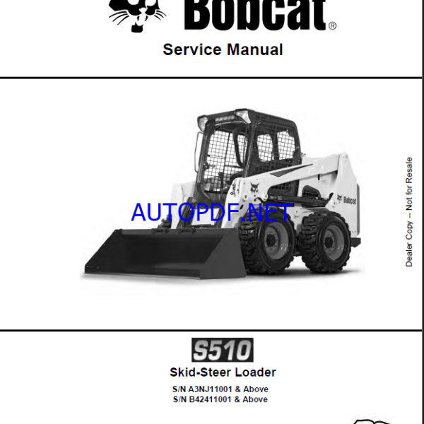 Bobcat S510 Loader Service Manual (6989666) (SN B42411001-B42499999)