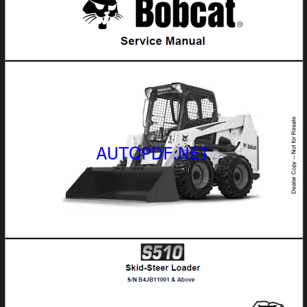 Bobcat S510 Loader Service Manual (7398587) (SN B4JB11001-B4JB99999)