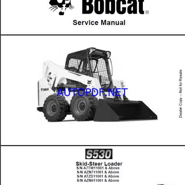 Bobcat S530 Loader Service Manual (6990328) (SN AZN611001-AZN699999)