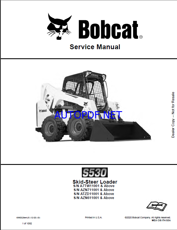 Bobcat S530 Loader Service Manual (6990328) (SN AZN711001-AZN799999)