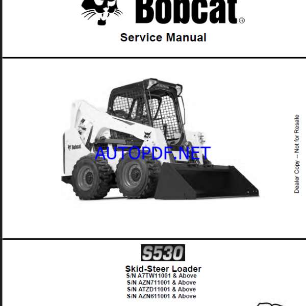 Bobcat S530 Loader Service Manual (6990328) (SN B42811001-B42899999)