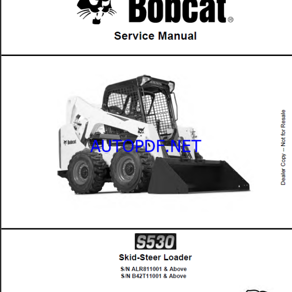 Bobcat S530 Loader Service Manual (6990673) (SN B42T11001-B42T99999)