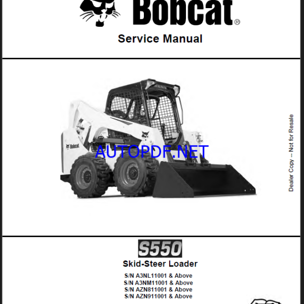 Bobcat S550 Loader Service Manual (6989494) (SN A3NM11001-A3NM99999)