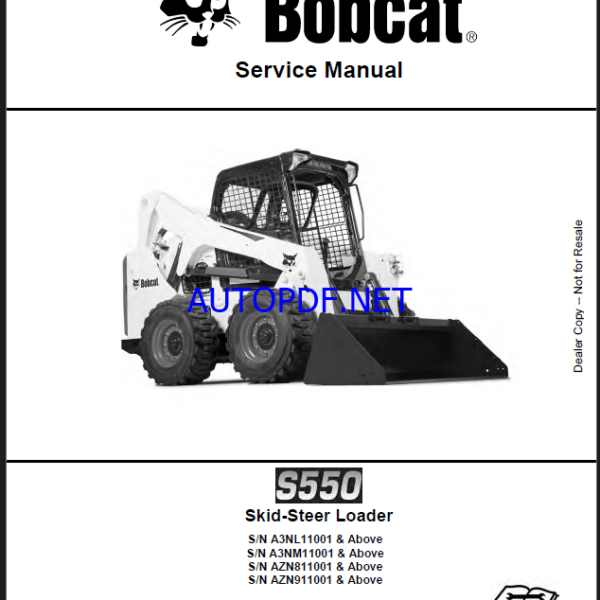 Bobcat S550 Loader Service Manual (6989494) (SN AZN911001-AZN999999)
