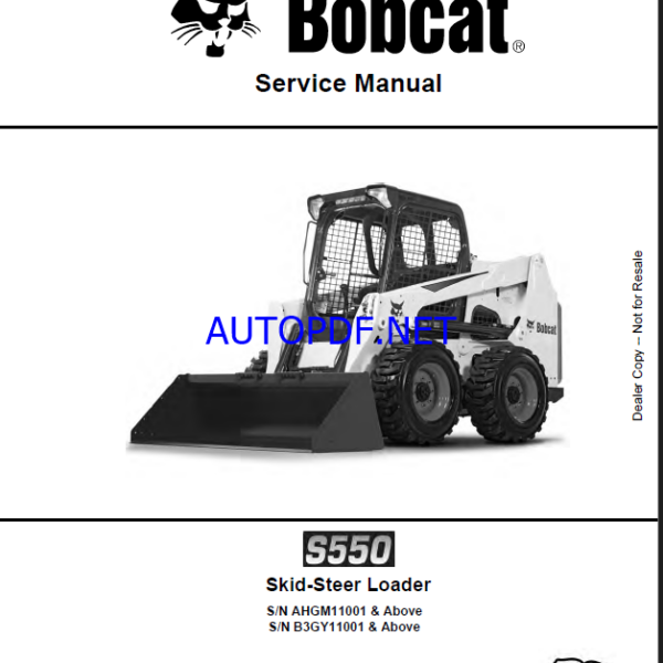Bobcat S550 Loader Service Manual (6990677) (SN AHGM11001-AHGM99999)