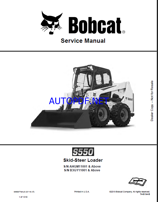 Bobcat S550 Loader Service Manual (6990677) (SN B3GY11001-B3GY99999)