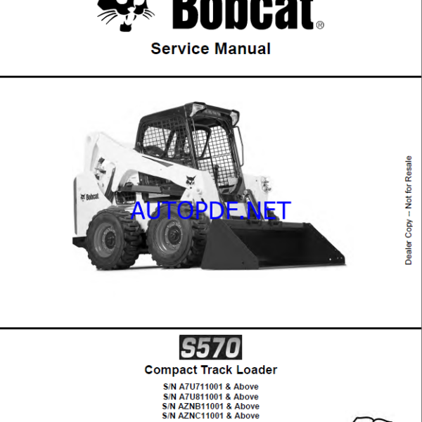 Bobcat S570 Loader Service Manual (6989675) (SN AZNC11001-AZNC99999)