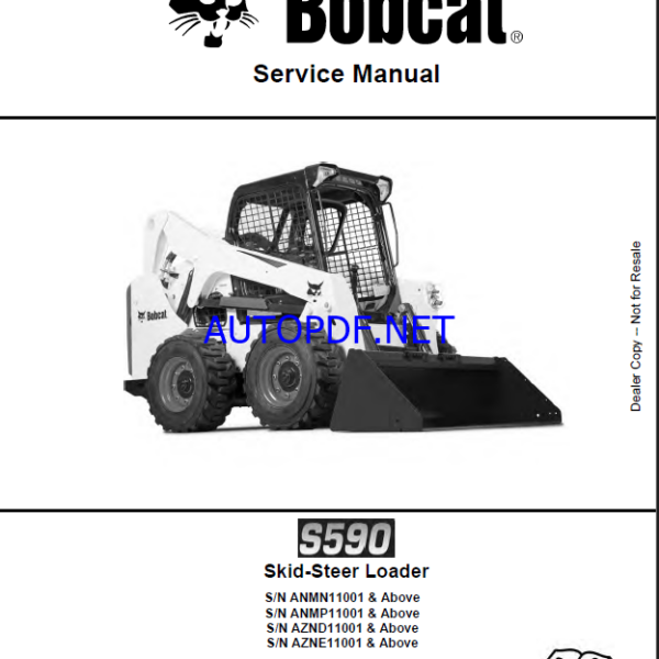 Bobcat S590 Loader Service Manual (6990176) (SN ANMN11001-ANMN99999)