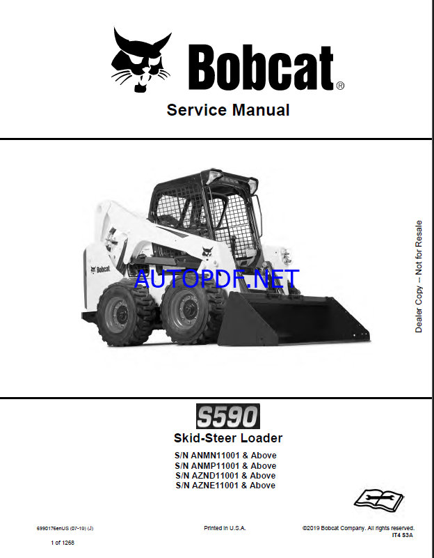 Bobcat S590 Loader Service Manual (6990176) (SN ANMN11001-ANMN99999)