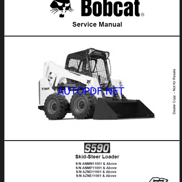 Bobcat S590 Loader Service Manual (6990176) (SN ANMP11001-ANMP99999)
