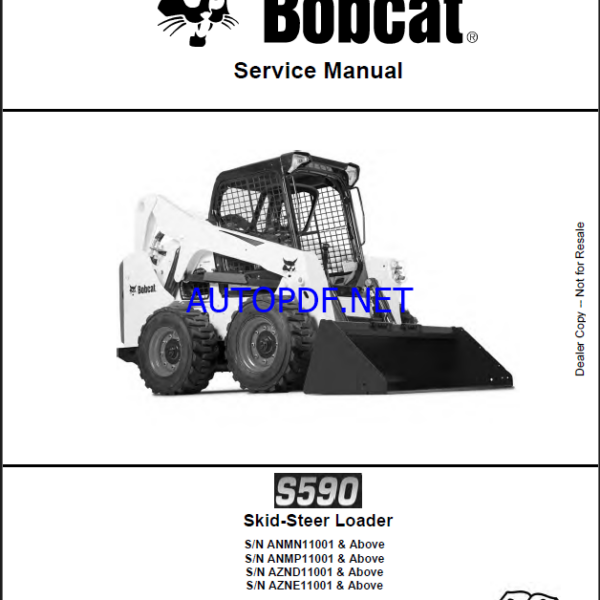 Bobcat S590 Loader Service Manual (6990176) (SN AZND11001-AZND99999)
