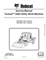 Bobcat 5600 Toolcat™ Utility Work Machine Service Manual (6904209) (SN A00211001-A00299999)