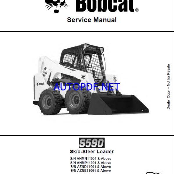 Bobcat S590 Loader Service Manual (6990176) (SN AZNE11001-AZNE99999)