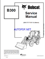 Bobcat B300 Backhoe Loader Service Manual (6901906) (SN 571711001-571799999)