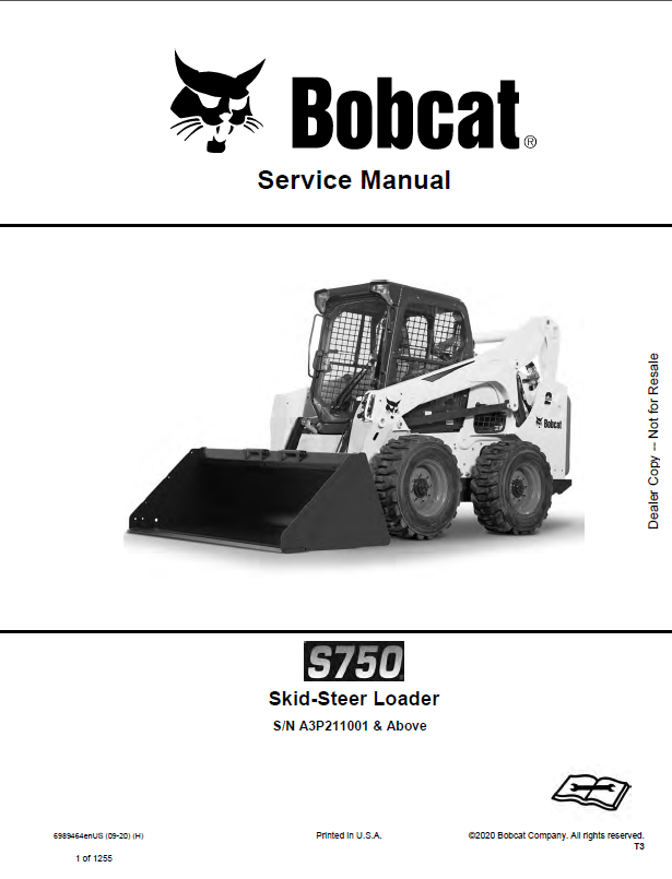 Bobcat S750 Loader Service Manual (6989464) (SN A3P211001-A3P299999)