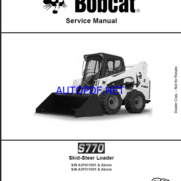 Bobcat S770 Loader Service Manual (6989468) (SN A3P411001-A3P499999)
