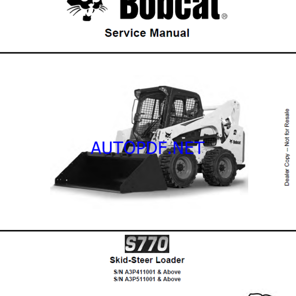 Bobcat S770 Loader Service Manual (6989468) (SN A3P511001-A3P599999)