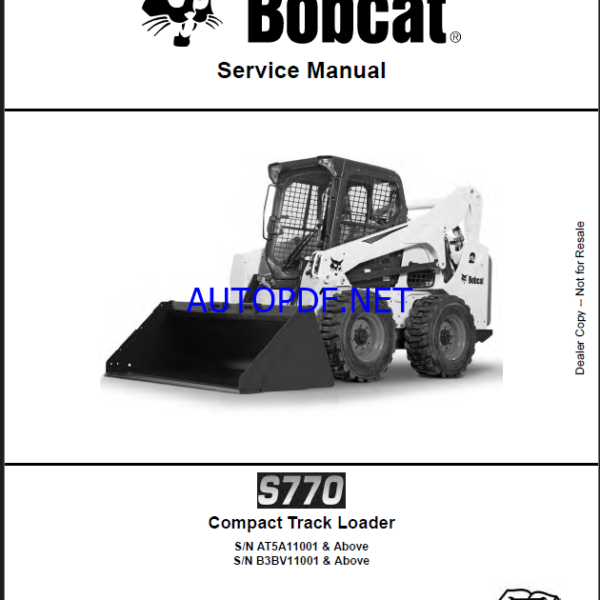 Bobcat S770 Loader Service Manual (7248296) (SN AT5A11001-AT5A99999)
